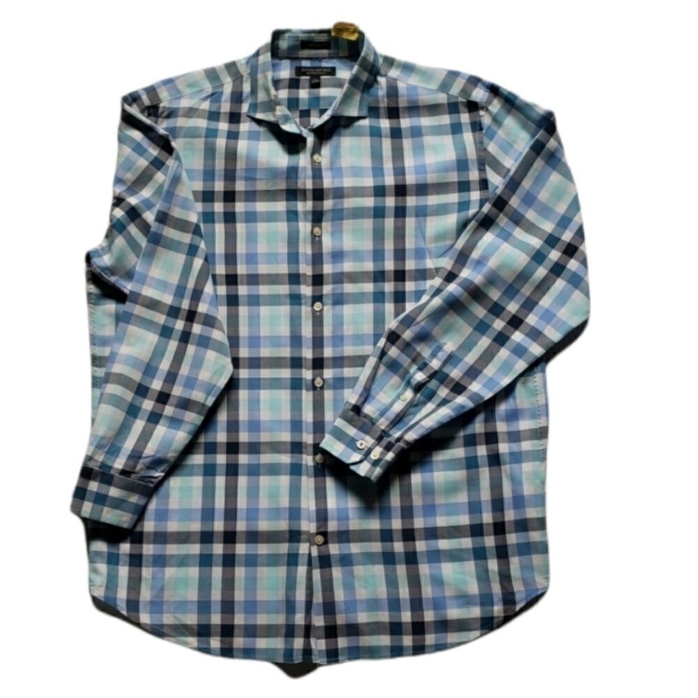 BR blue plaid dress shirt